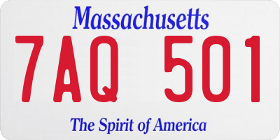 MA license plate 7AQ501