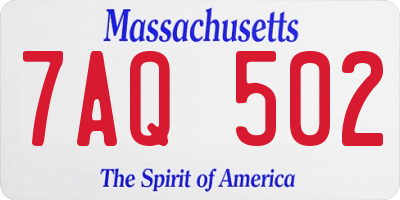 MA license plate 7AQ502