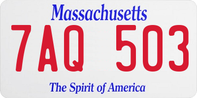 MA license plate 7AQ503