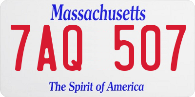 MA license plate 7AQ507