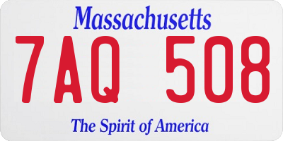 MA license plate 7AQ508