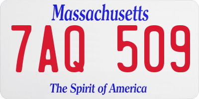 MA license plate 7AQ509