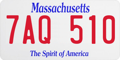 MA license plate 7AQ510