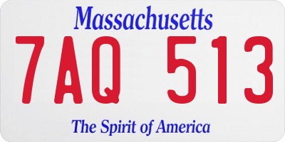 MA license plate 7AQ513