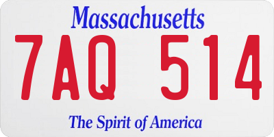 MA license plate 7AQ514