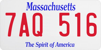 MA license plate 7AQ516