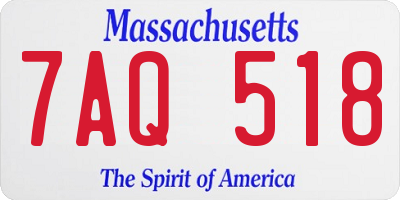 MA license plate 7AQ518