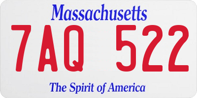 MA license plate 7AQ522