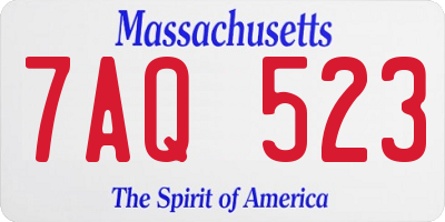 MA license plate 7AQ523