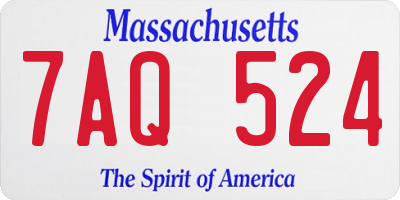 MA license plate 7AQ524