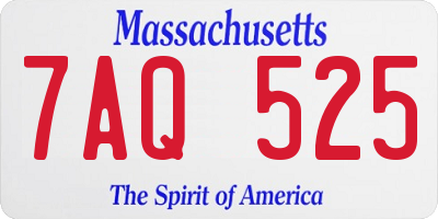MA license plate 7AQ525