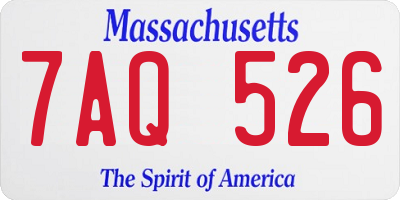 MA license plate 7AQ526