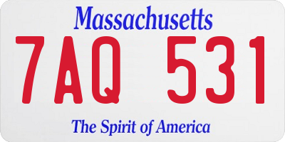 MA license plate 7AQ531