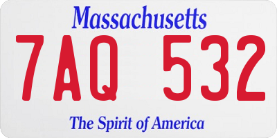 MA license plate 7AQ532