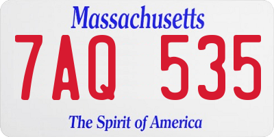 MA license plate 7AQ535