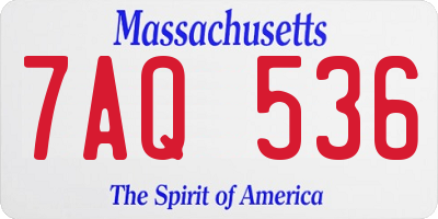 MA license plate 7AQ536