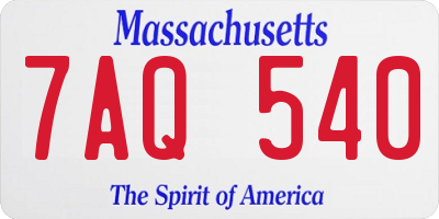MA license plate 7AQ540