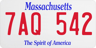 MA license plate 7AQ542
