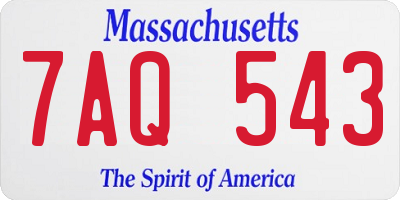 MA license plate 7AQ543