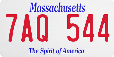 MA license plate 7AQ544