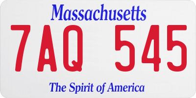 MA license plate 7AQ545
