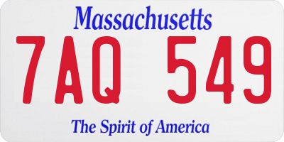 MA license plate 7AQ549