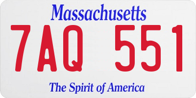 MA license plate 7AQ551