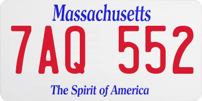 MA license plate 7AQ552