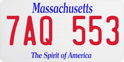 MA license plate 7AQ553