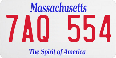 MA license plate 7AQ554