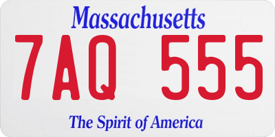 MA license plate 7AQ555