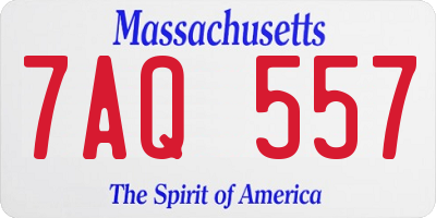 MA license plate 7AQ557