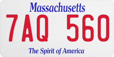 MA license plate 7AQ560