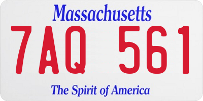 MA license plate 7AQ561