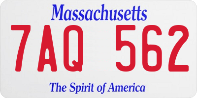 MA license plate 7AQ562