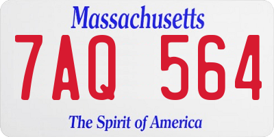 MA license plate 7AQ564