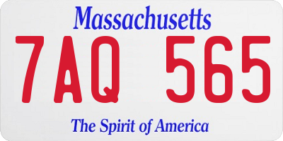 MA license plate 7AQ565