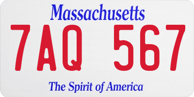 MA license plate 7AQ567