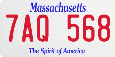 MA license plate 7AQ568