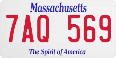 MA license plate 7AQ569