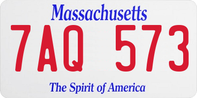 MA license plate 7AQ573
