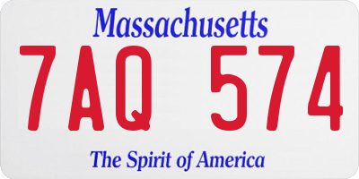 MA license plate 7AQ574