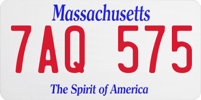 MA license plate 7AQ575