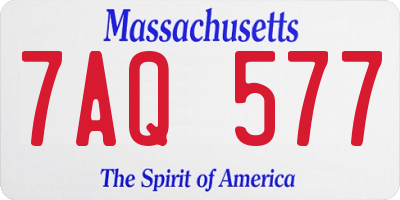MA license plate 7AQ577