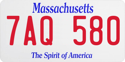 MA license plate 7AQ580