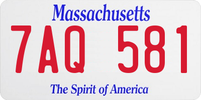MA license plate 7AQ581