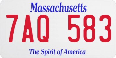 MA license plate 7AQ583