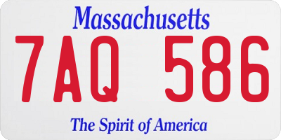 MA license plate 7AQ586