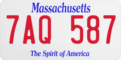 MA license plate 7AQ587