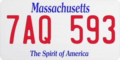 MA license plate 7AQ593